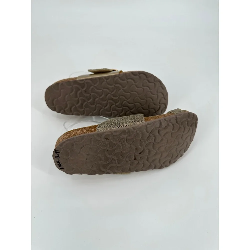 Birkenstock Miramar Hex Blue Big Buckle Sandals Gold Geometric Women's 38 RARE